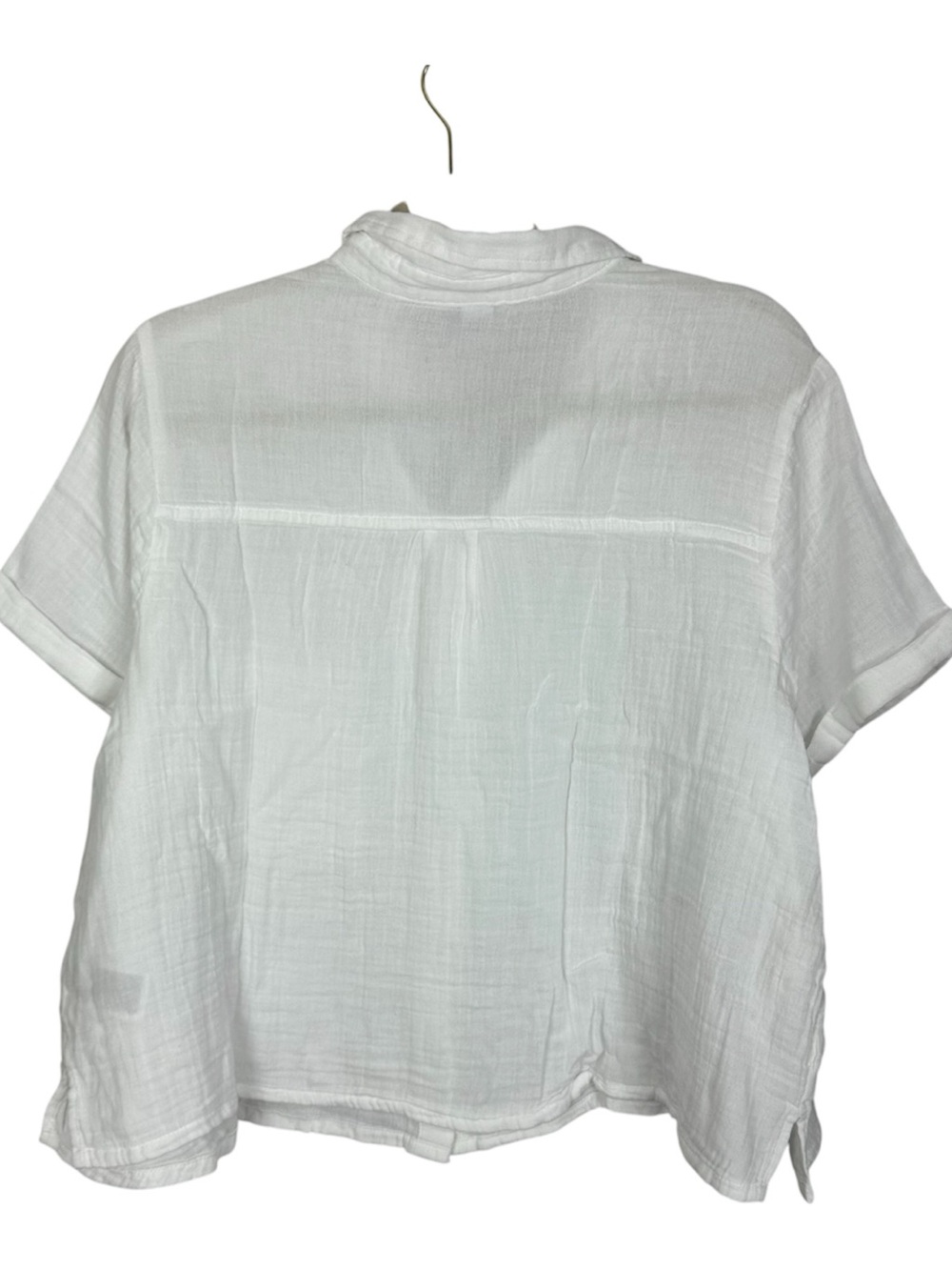 Old Navy White Short-Sleeve Gauze Button-Down Shirt XL NWT Classic Summer Staple - Picture 4 of 6